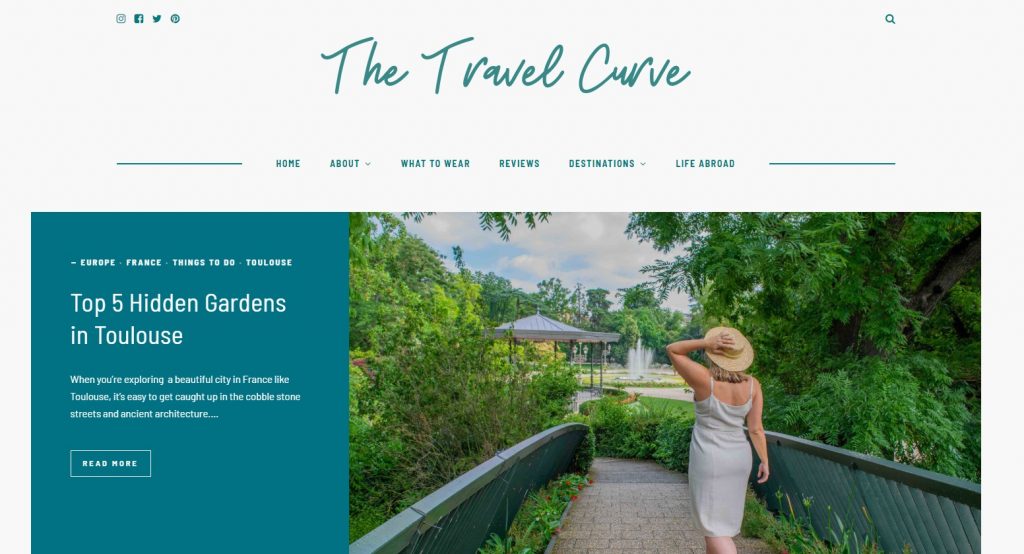 Screenshot of The Travel Curve website
