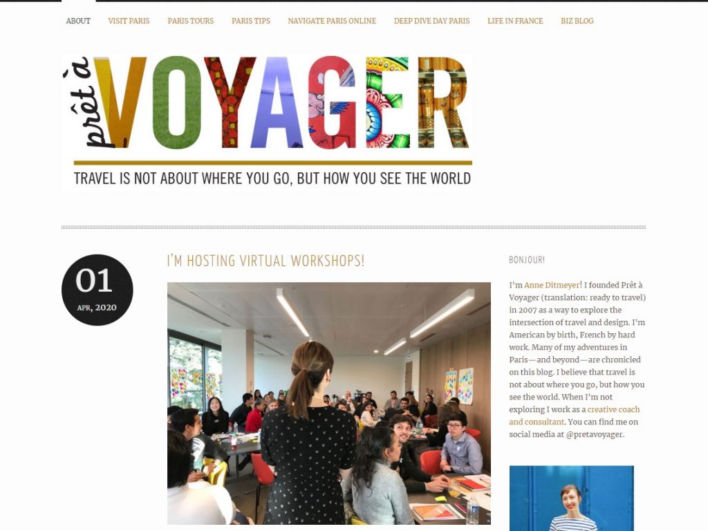 Prêt à Voyager website screenshot