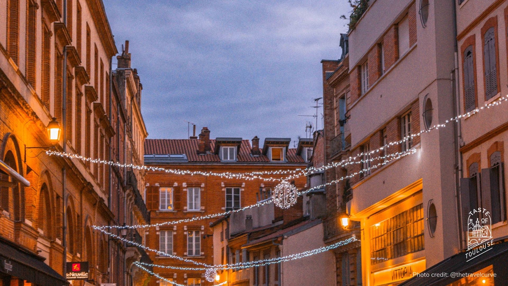 Christmas lights on the streets of Toulouse.