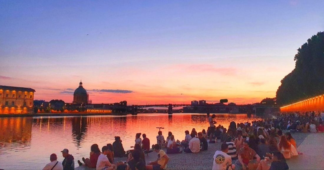 Sunset by River Garonne