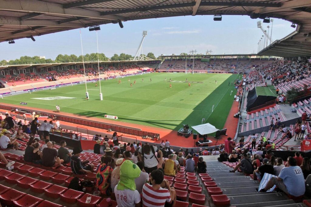 View from inside Stade Ernest-Wallon, home stadium of Stade Toulousain rugby team