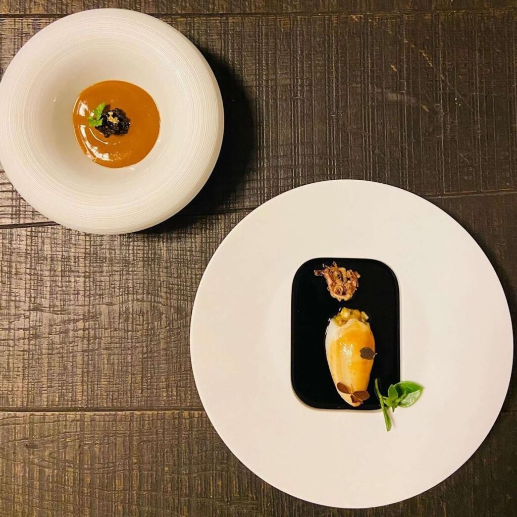 Michel Sarran Restaurant plates close up
